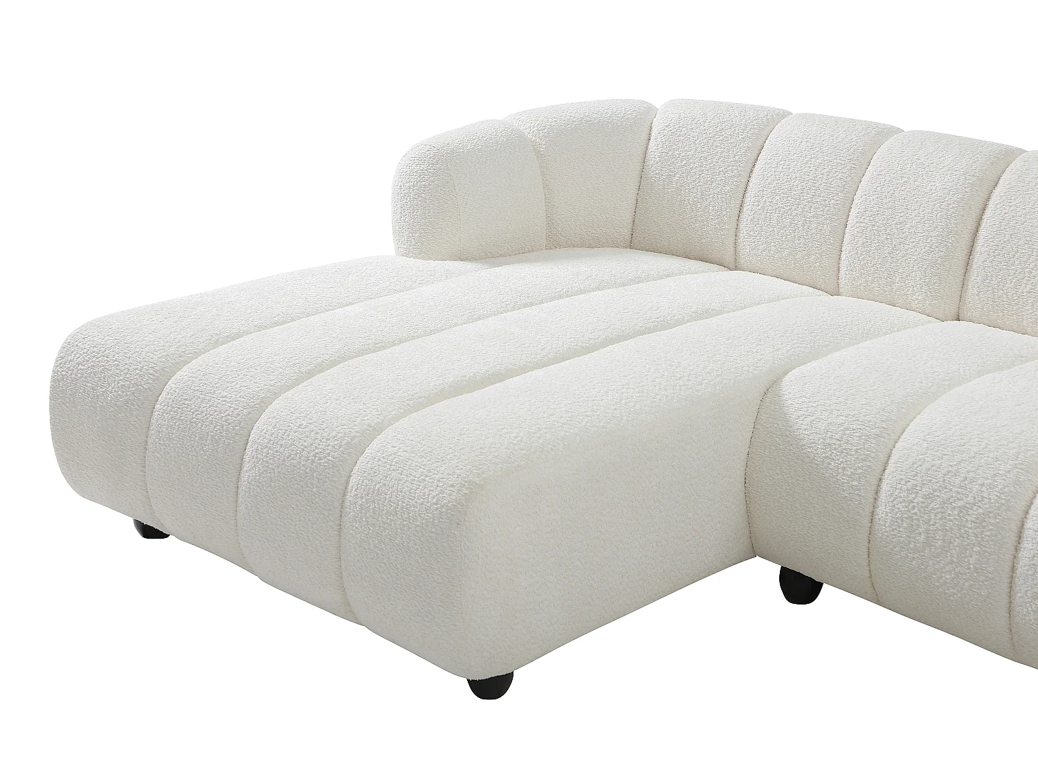 Canapé d'angle gauche en tissu bouclette blanc cassé COLIANI