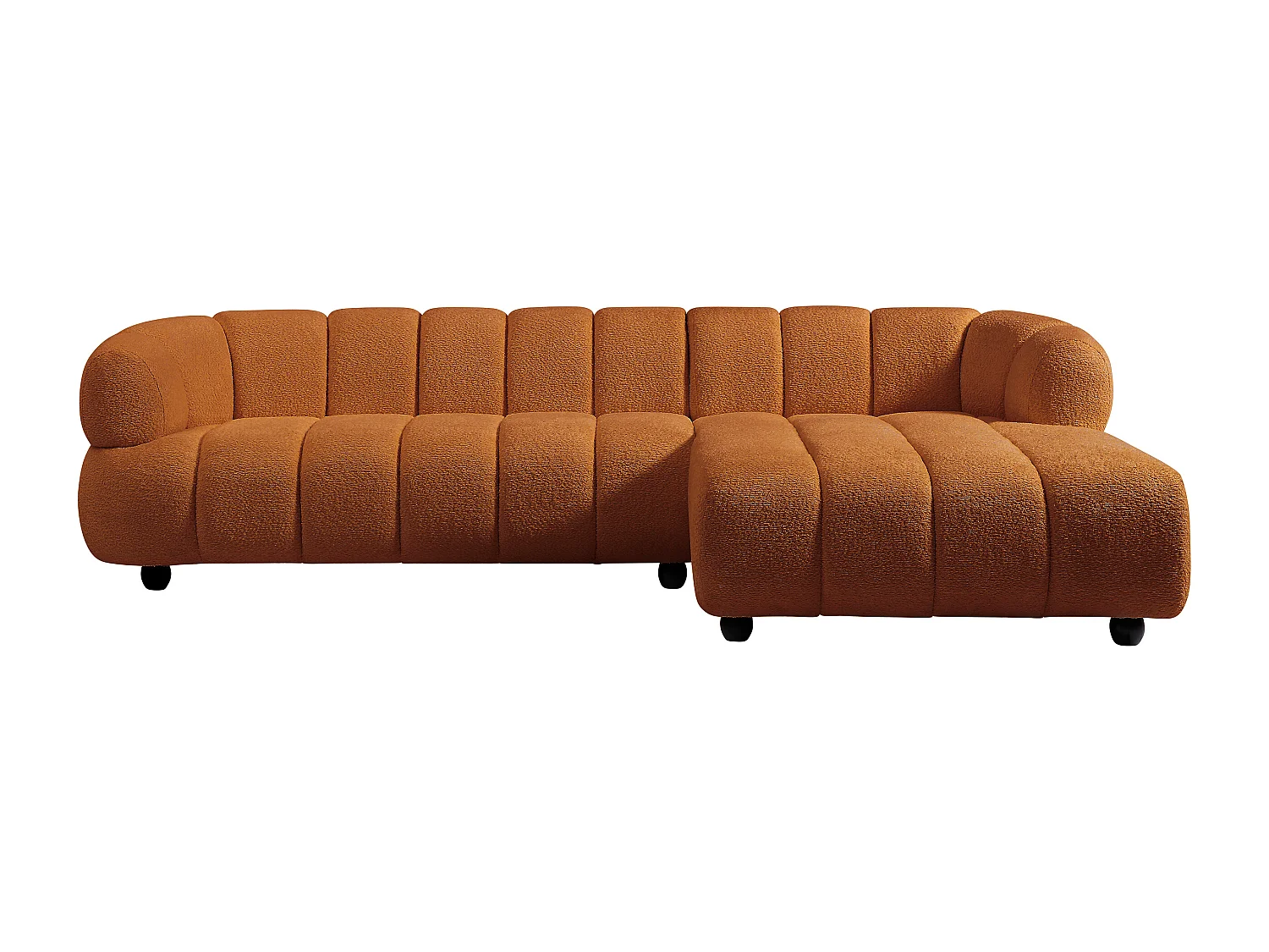 Canapé d'angle droit en tissu bouclette terracotta COLIANI