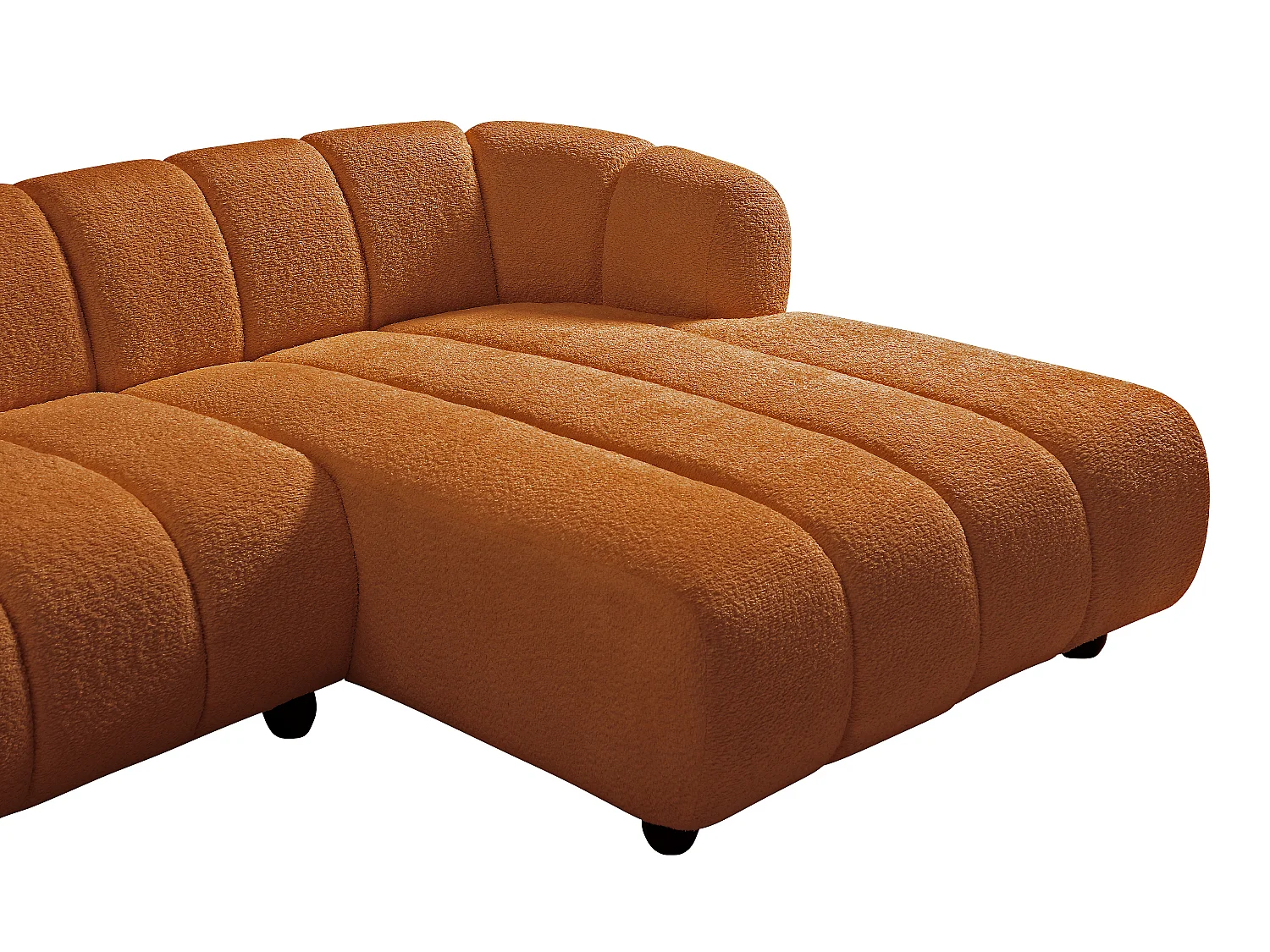 Canapé d'angle droit en tissu bouclette terracotta COLIANI