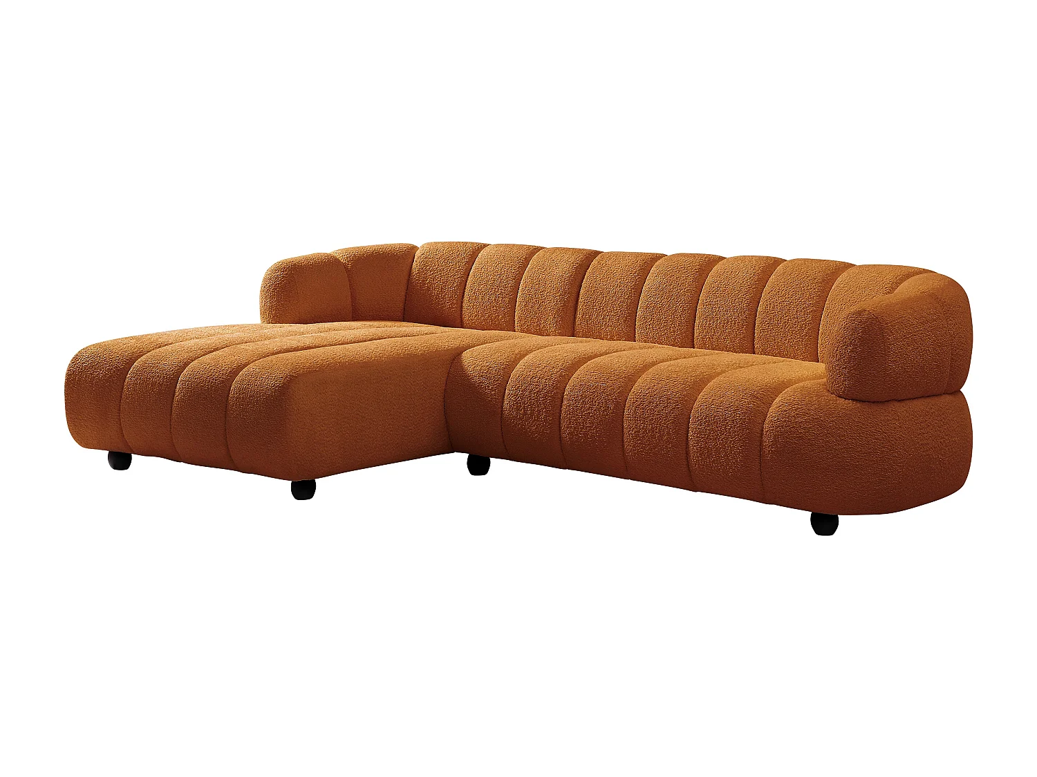 Canapé d'angle gauche en tissu bouclette terracotta  COLIANI
