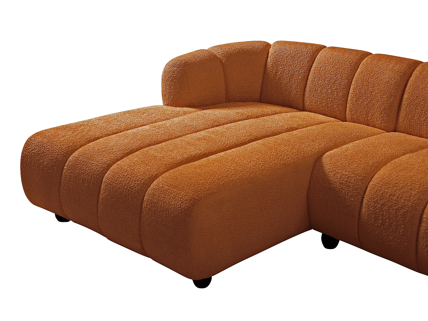 Canapé d'angle gauche en tissu bouclette terracotta  COLIANI