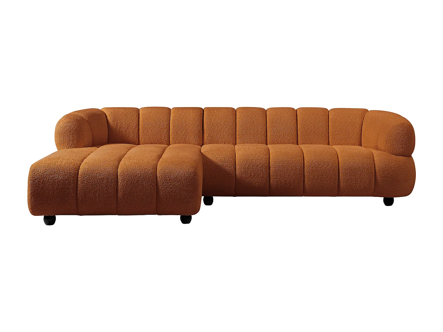 Canapé d'angle gauche en tissu bouclette terracotta  COLIANI