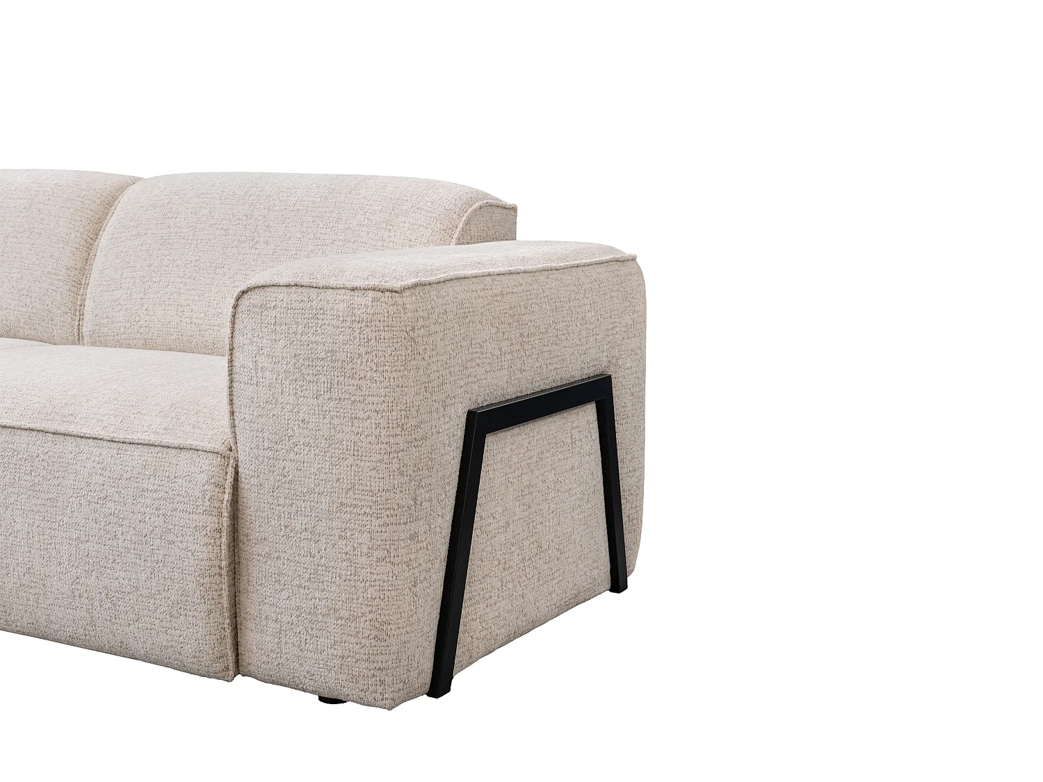 Canapé d'angle gauche en tissu chiné beige  TEJAMI