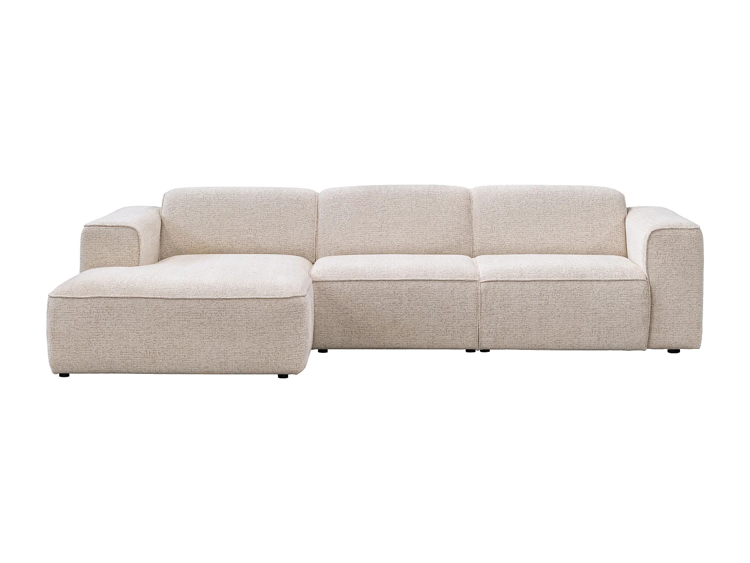 Canapé d'angle gauche en tissu chiné beige  TEJAMI