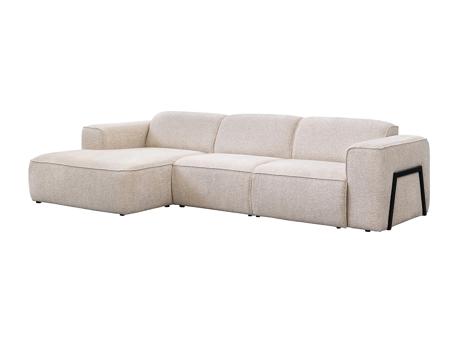 Canapé d'angle gauche en tissu chiné beige  TEJAMI