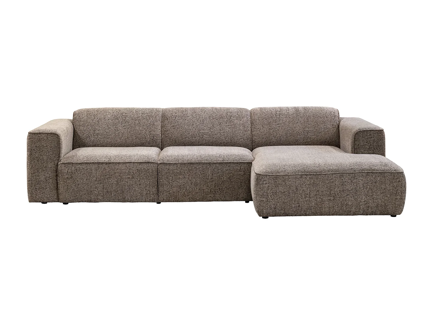 Canapé d'angle droit en tissu chiné taupe TEJAMI