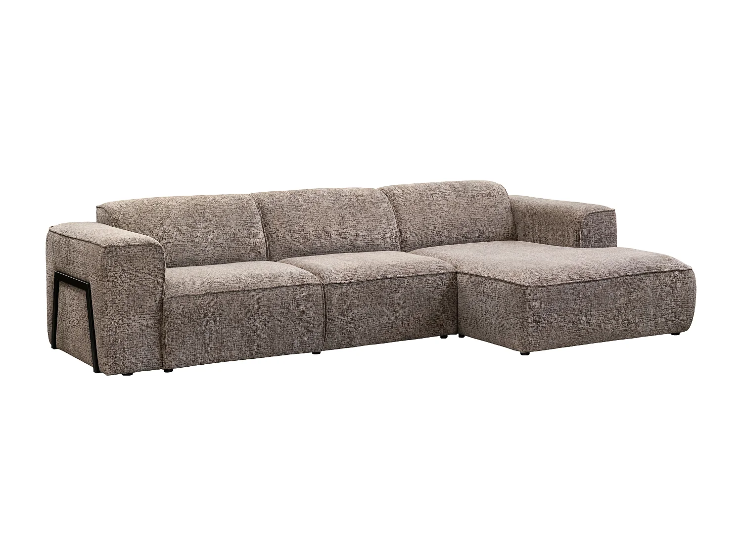 Canapé d'angle droit en tissu chiné taupe TEJAMI