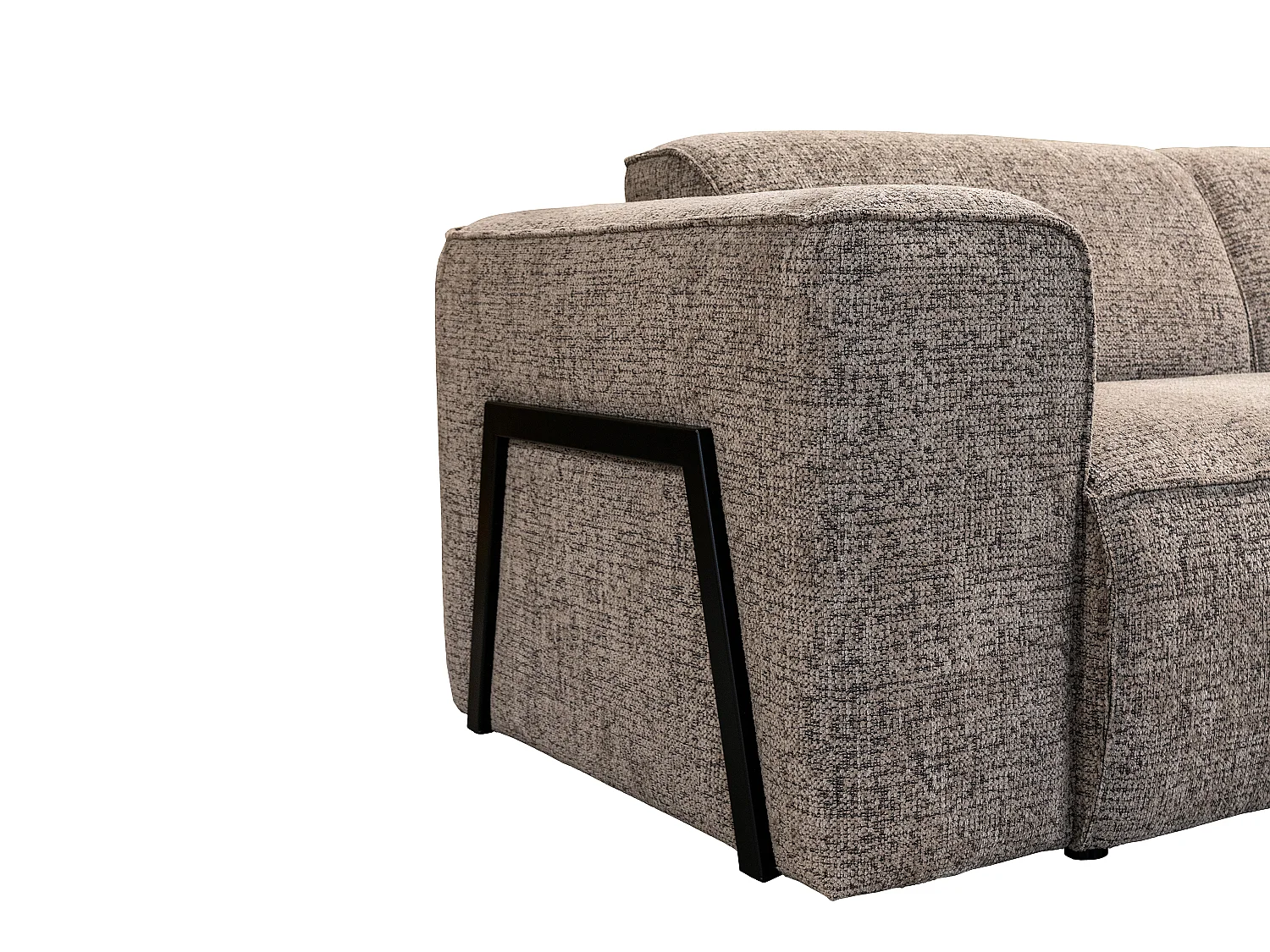 Canapé d'angle droit en tissu chiné taupe TEJAMI