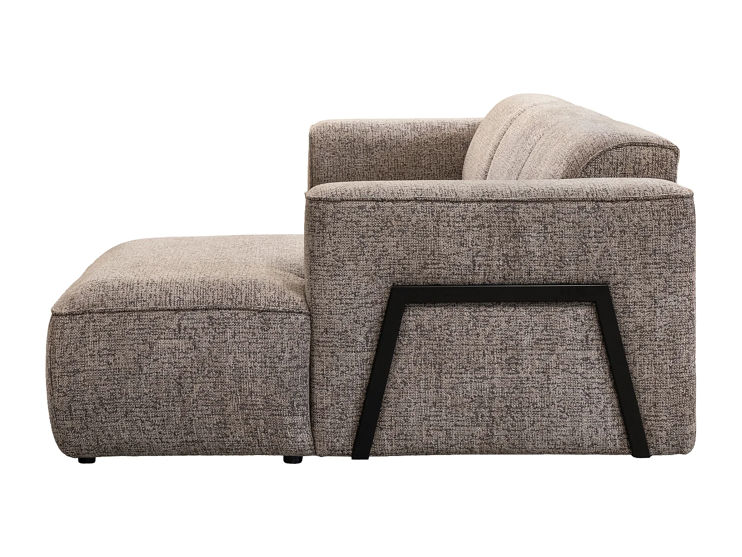 Canapé d'angle droit en tissu chiné taupe TEJAMI