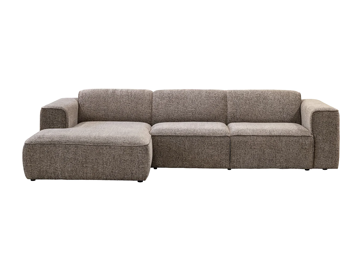 Canapé d'angle gauche en tissu chiné taupe TEJAMI