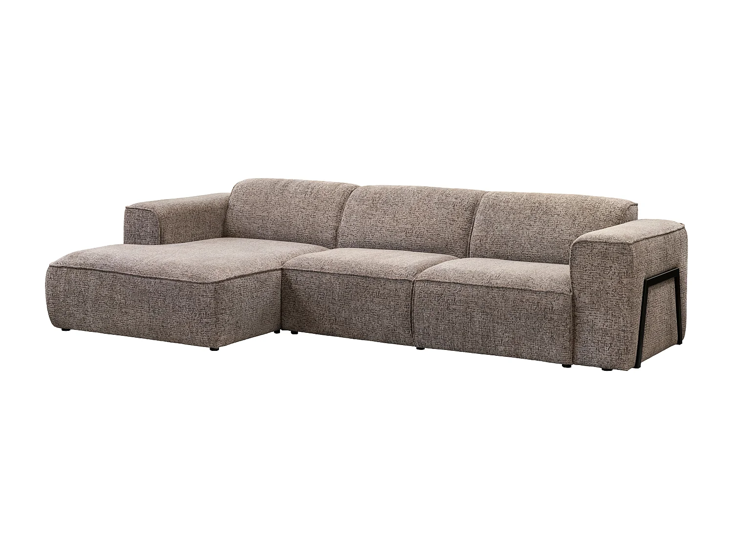 Canapé d'angle gauche en tissu chiné taupe TEJAMI