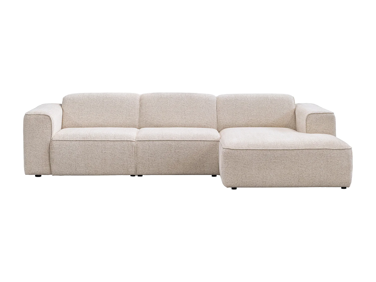 Canapé d'angle droit en tissu chiné beige TEJAMI