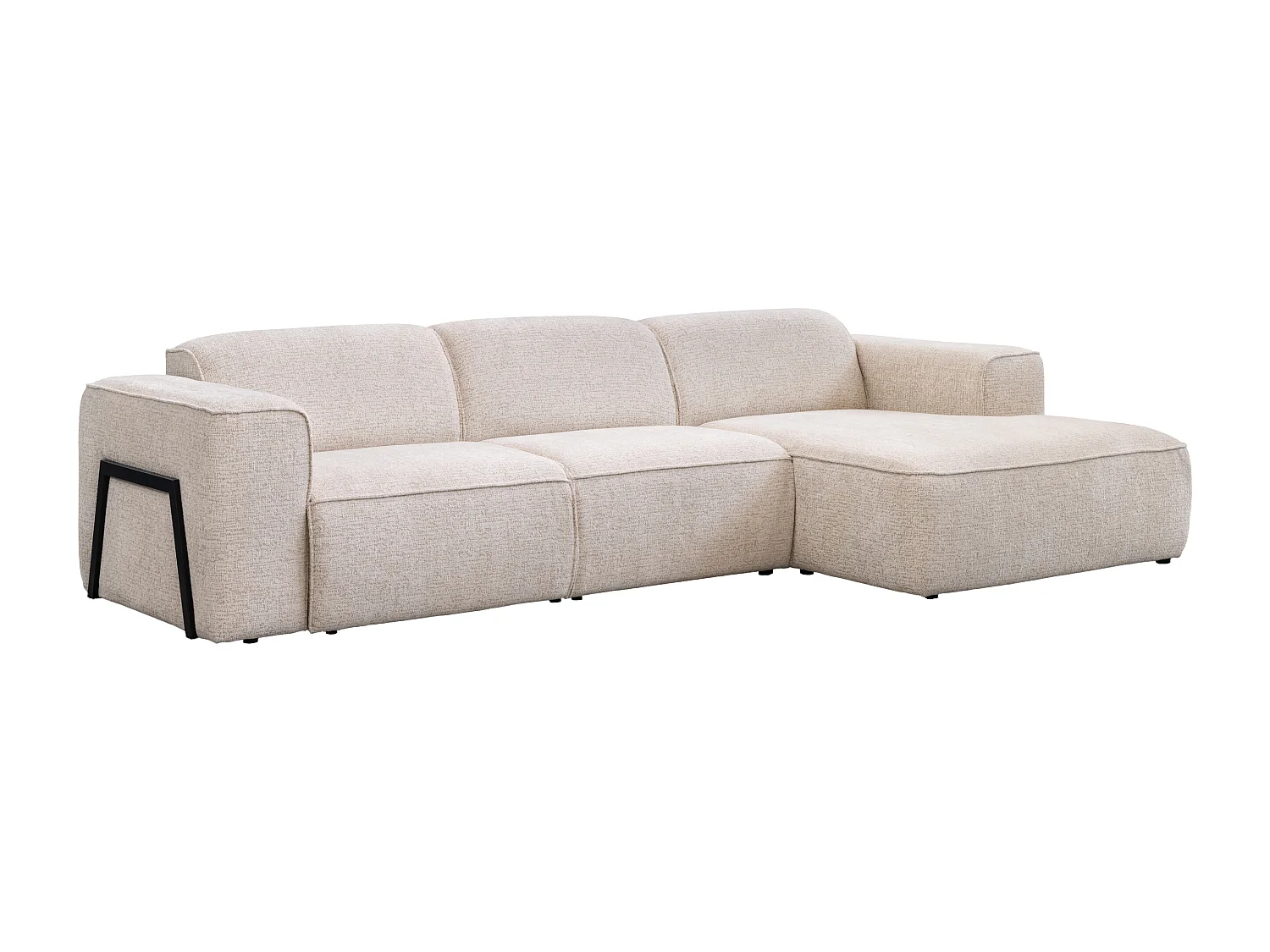Canapé d'angle droit en tissu chiné beige TEJAMI