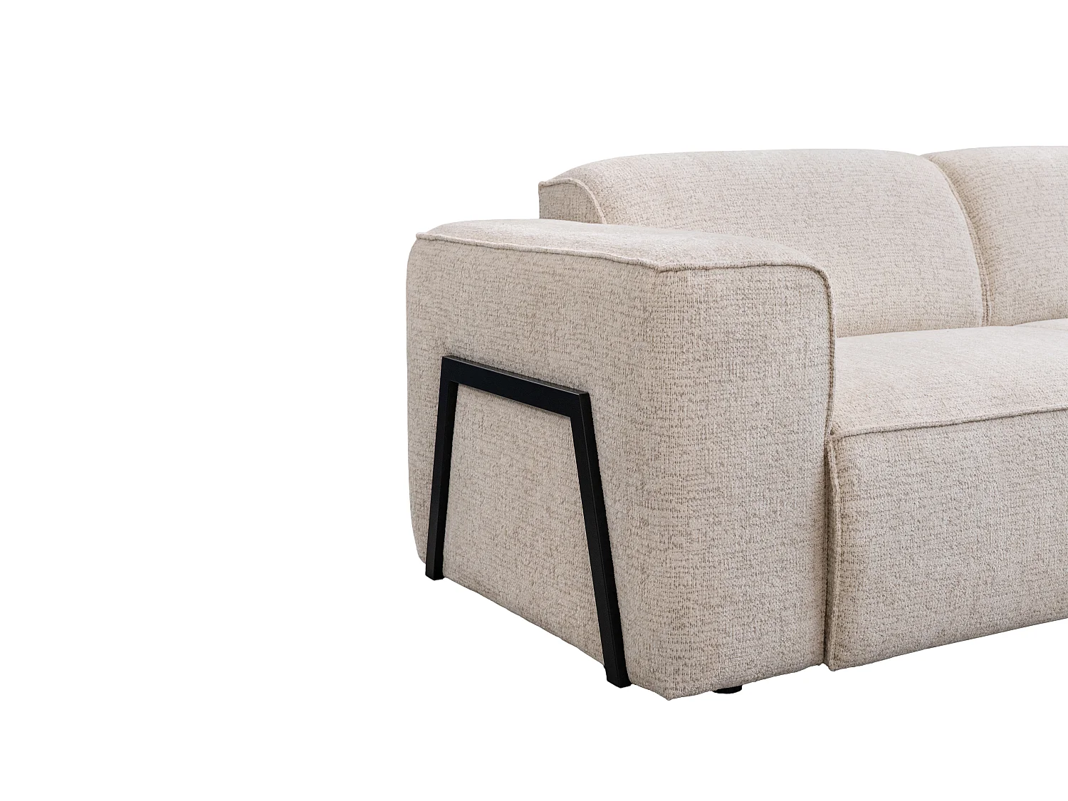 Canapé d'angle droit en tissu chiné beige TEJAMI