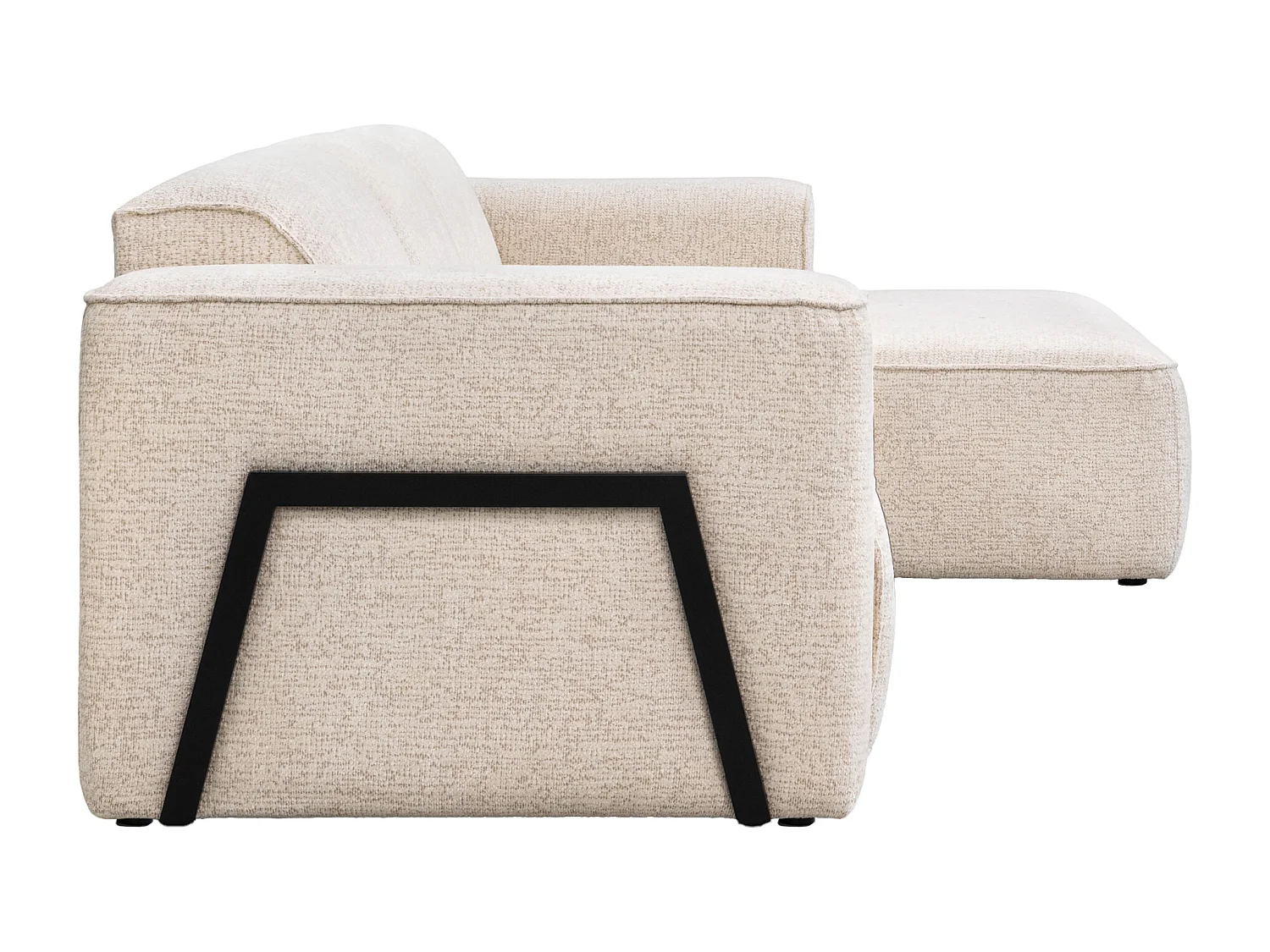 Canapé d'angle droit en tissu chiné beige TEJAMI