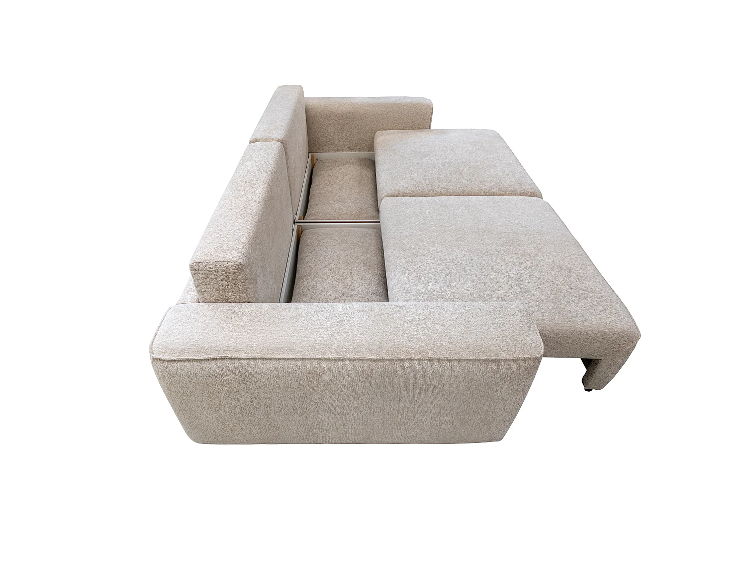Canapé 3 places convertible en tissu chenille beige RICAPO