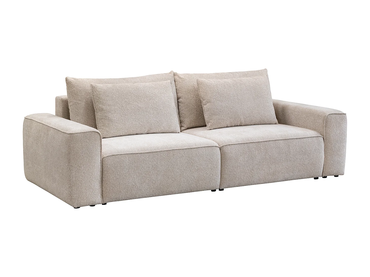 Canapé 3 places convertible en tissu chenille beige RICAPO
