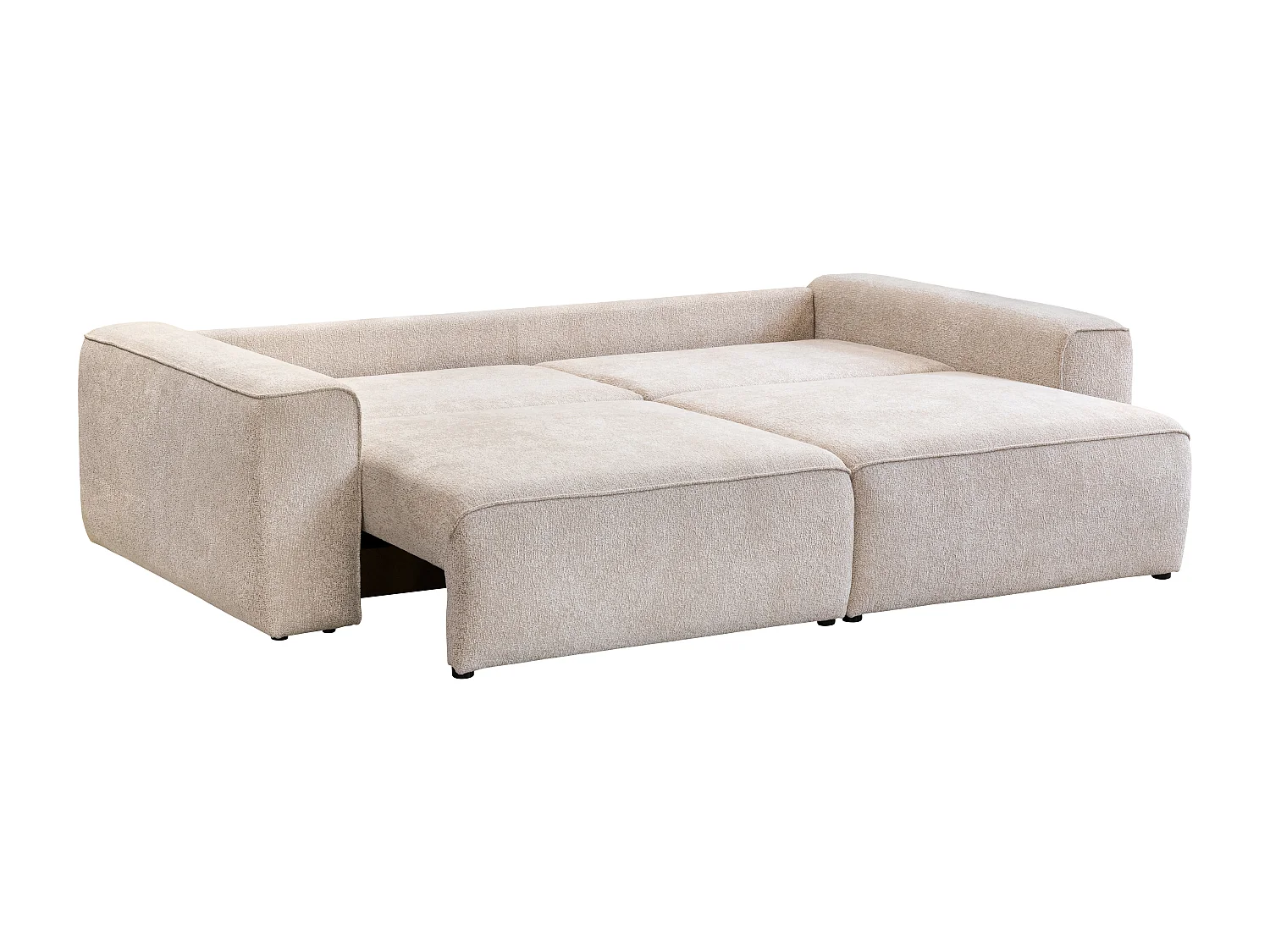 Canapé 3 places convertible en tissu chenille beige RICAPO