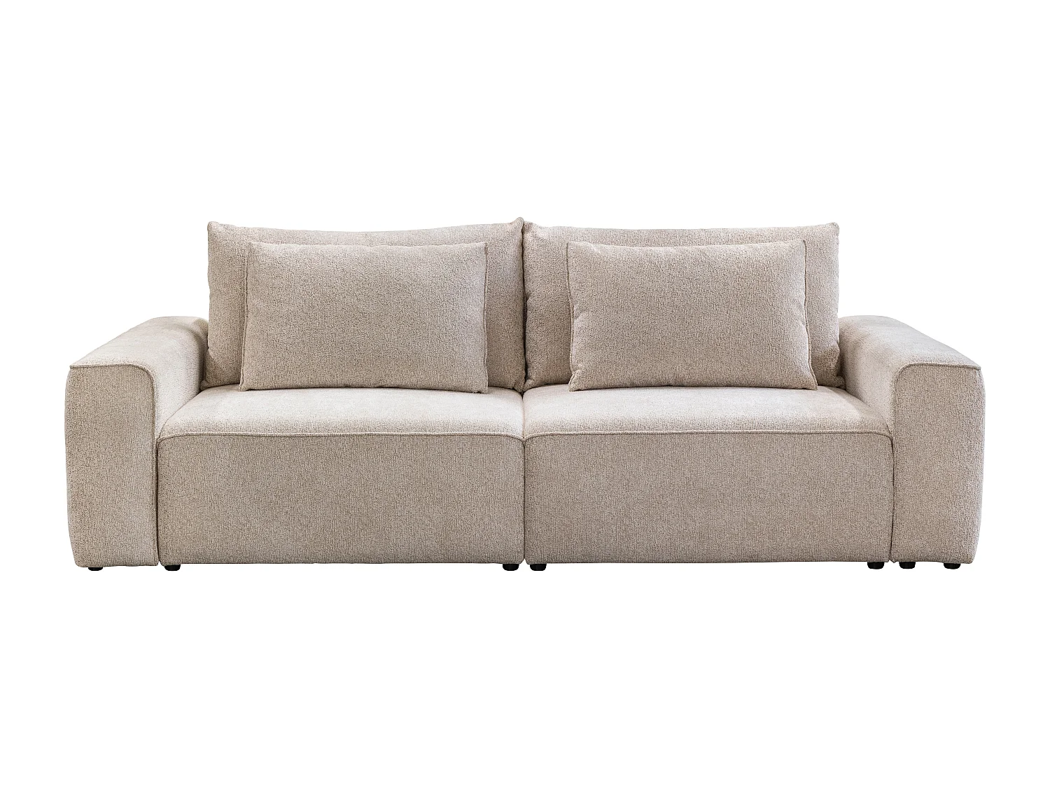 Canapé 3 places convertible en tissu chenille beige RICAPO