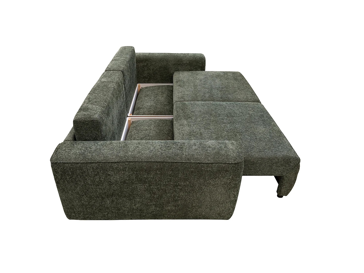 Canapé 3 places convertible en tissu chenille vert RICAPO