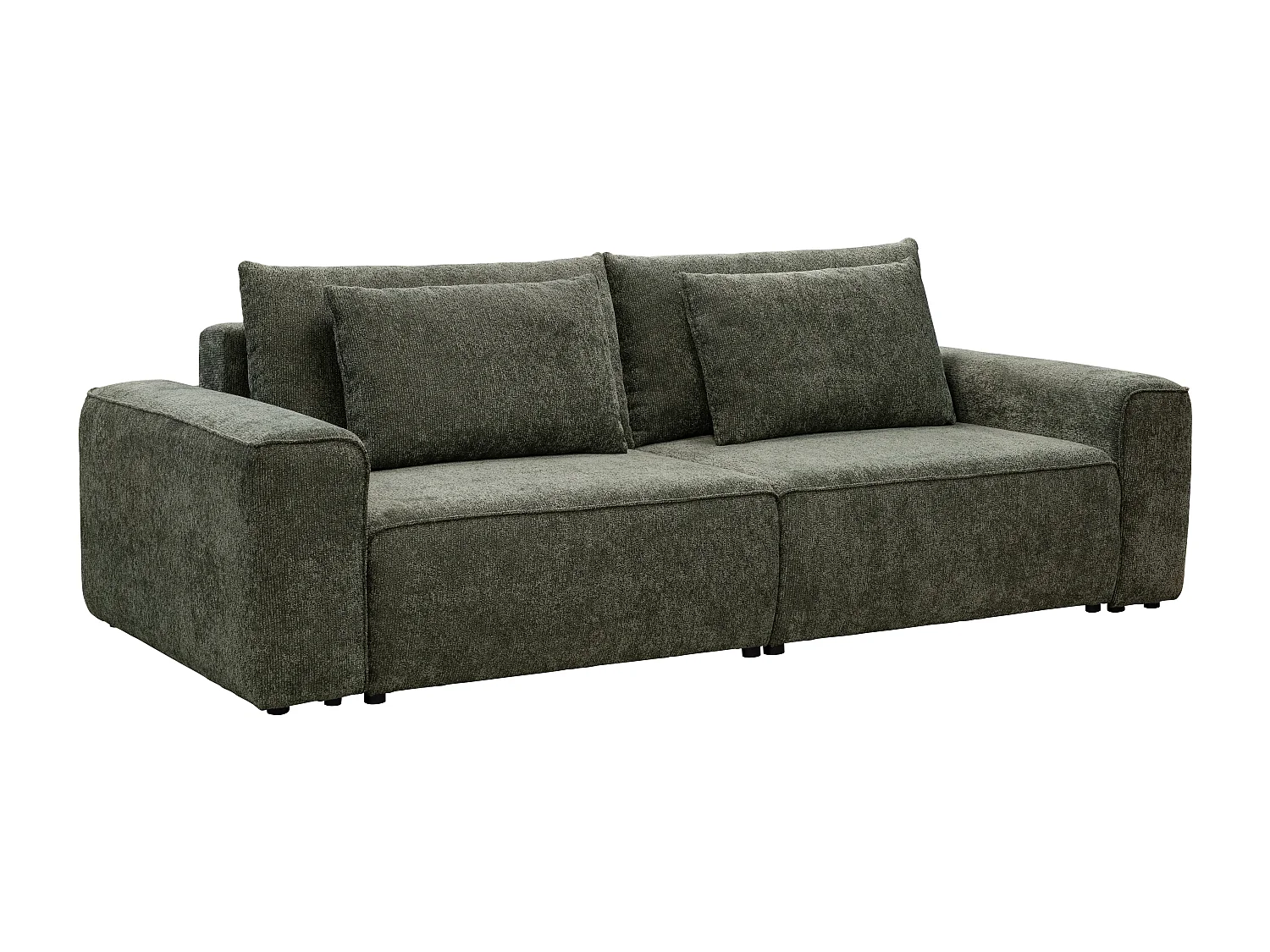 Canapé 3 places convertible en tissu chenille vert RICAPO
