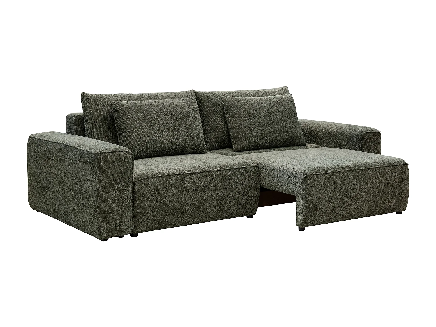 Canapé 3 places convertible en tissu chenille vert RICAPO