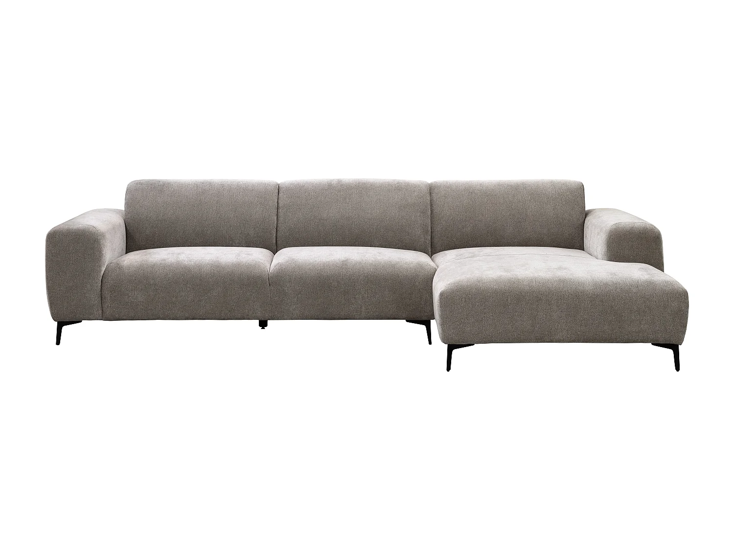 Canapé d'angle droit en tissu texturé taupe SAPIGO