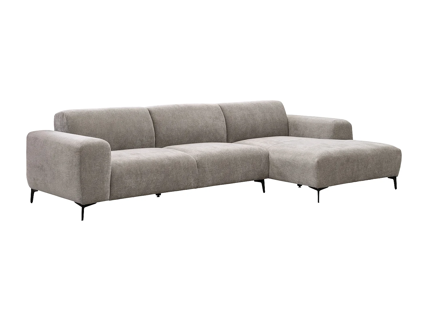 Canapé d'angle droit en tissu texturé taupe SAPIGO