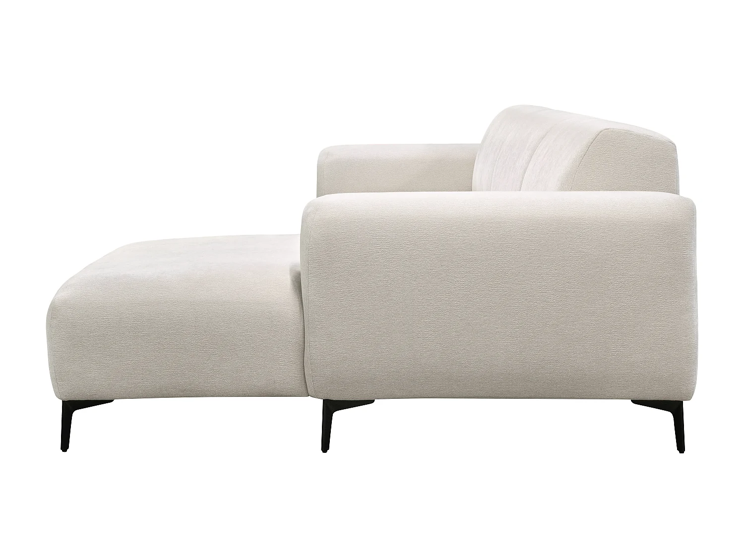 Canapé d'angle droit en tissu texturé beige SAPIGO