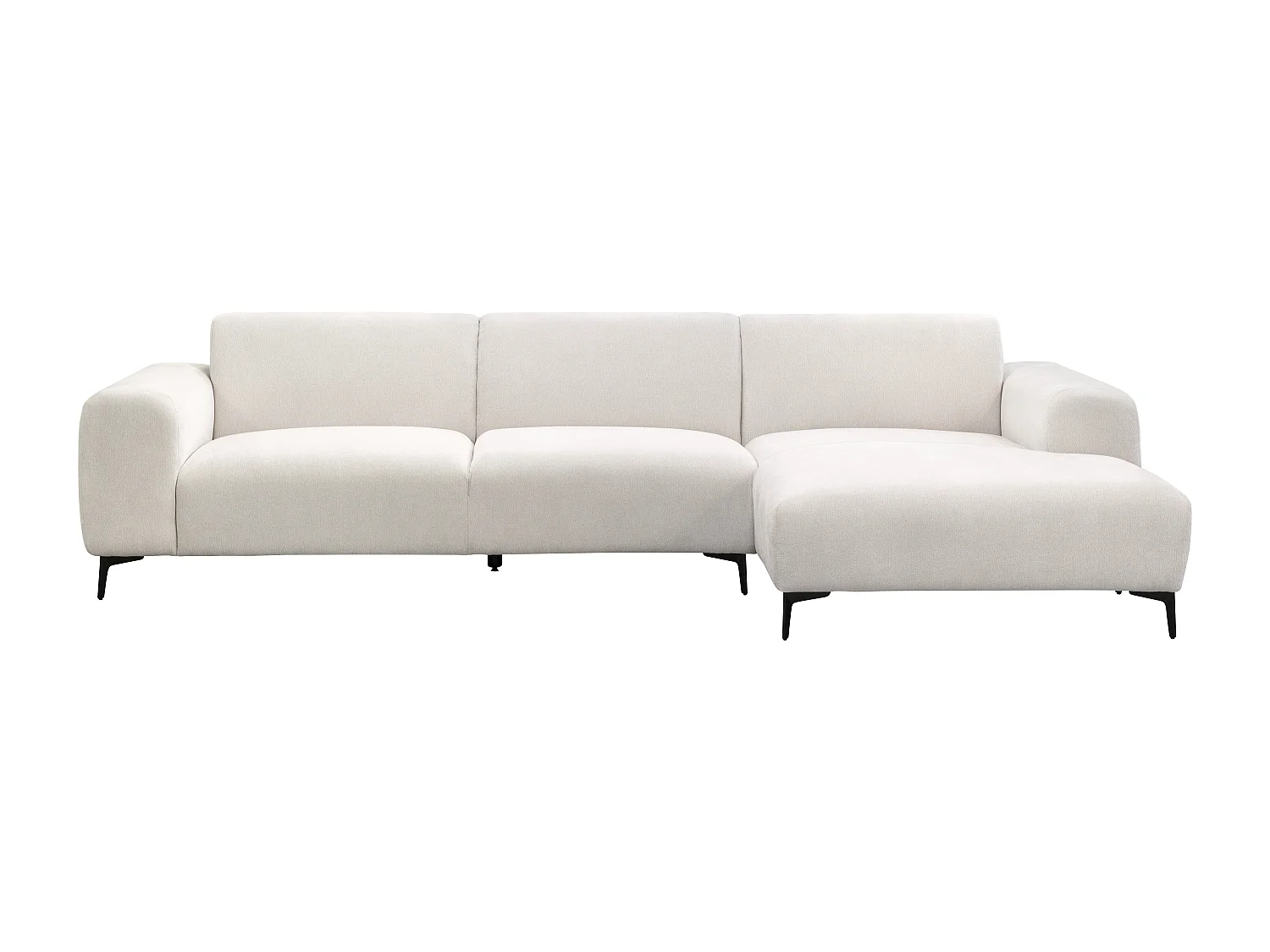 Canapé d'angle droit en tissu texturé beige SAPIGO