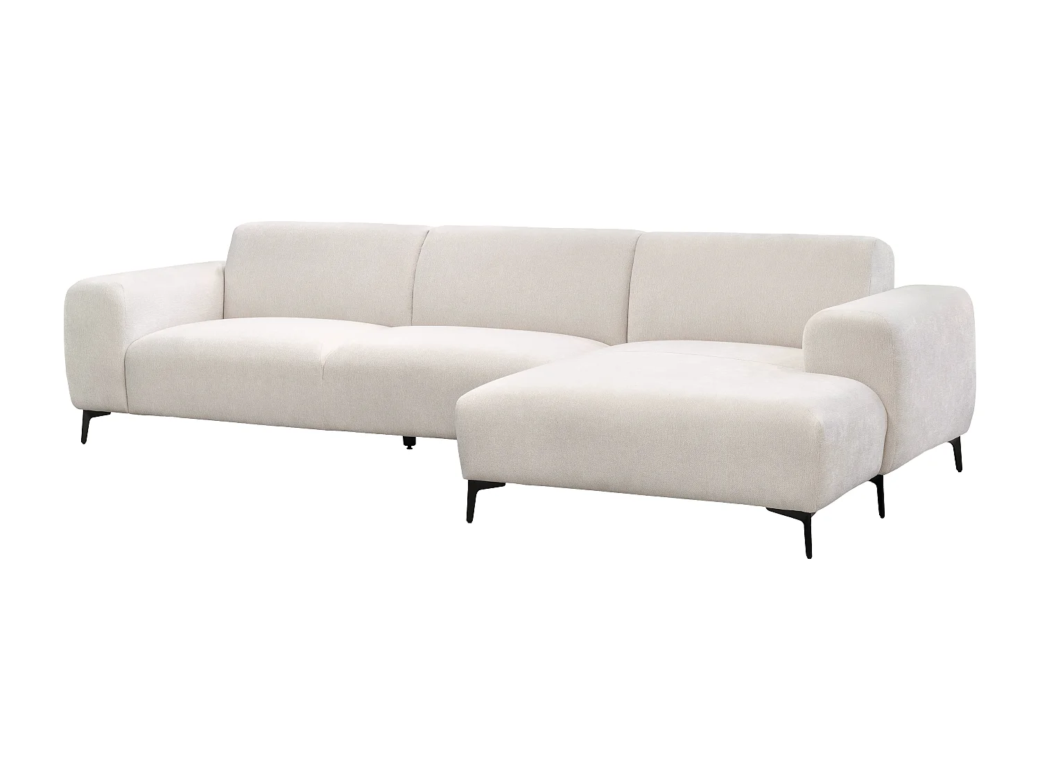Canapé d'angle droit en tissu texturé beige SAPIGO