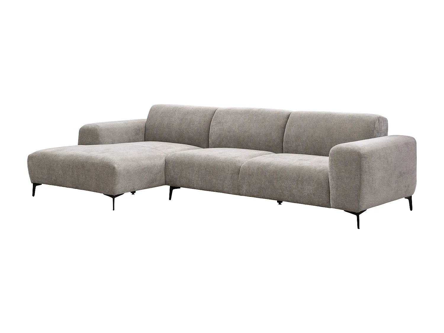 Canapé d'angle gauche en tissu texturé taupe SAPIGO