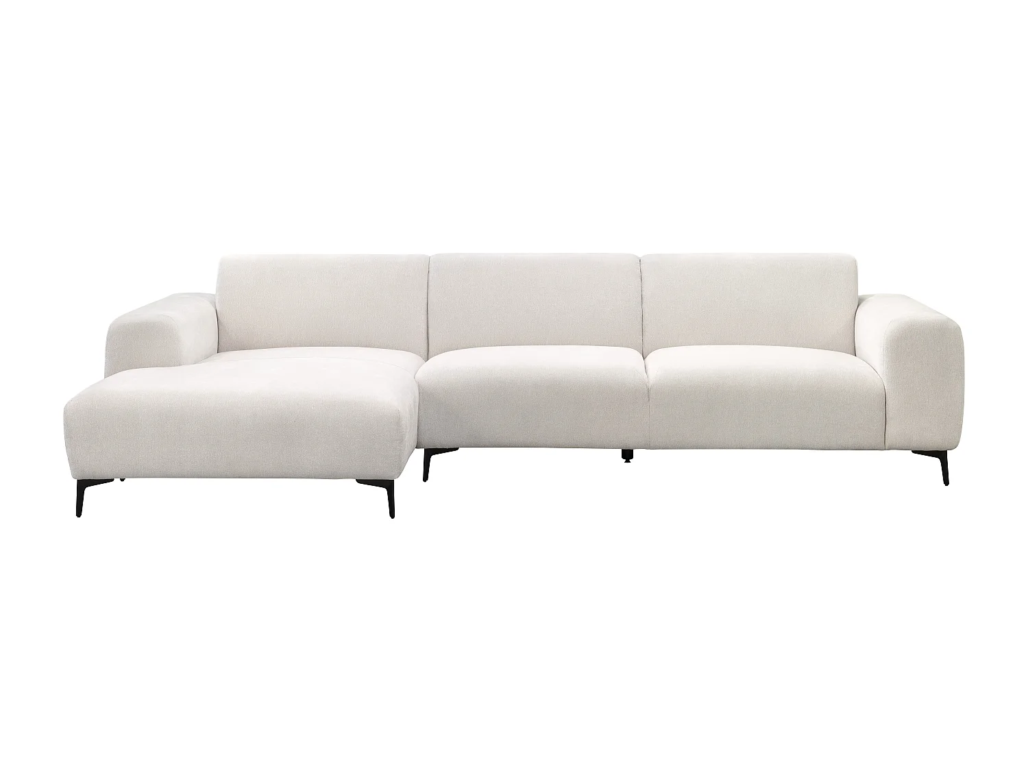 Canapé d'angle gauche en tissu texturé beige SAPIGO