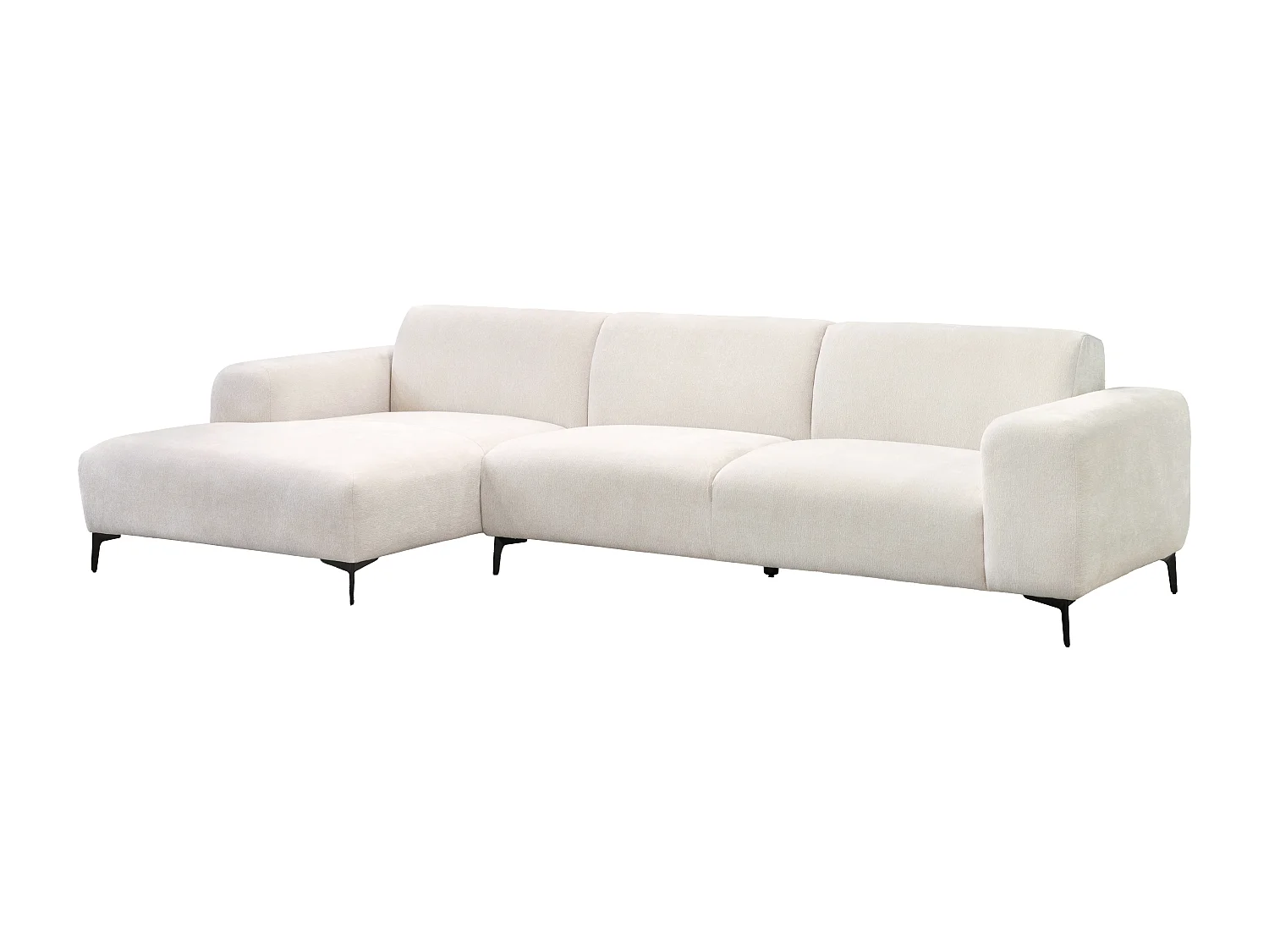 Canapé d'angle gauche en tissu texturé beige SAPIGO
