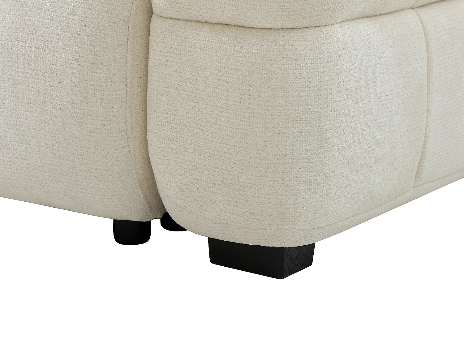 Canapé d'angle gauche convertible en tissu chenille crème CASORU