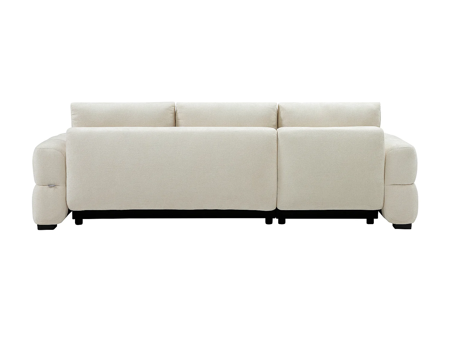 Canapé d'angle gauche convertible en tissu chenille crème CASORU