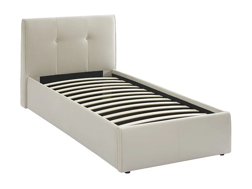Lit coffre SEGURO velours beige crème 90x190 sommier inclus