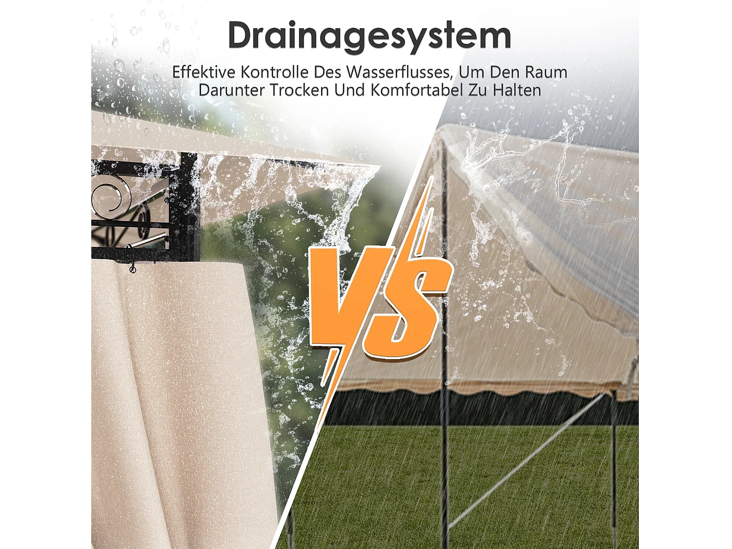 Pavillon imperméable, pavillon de jardin pop-up, parasol avec éclairage LED