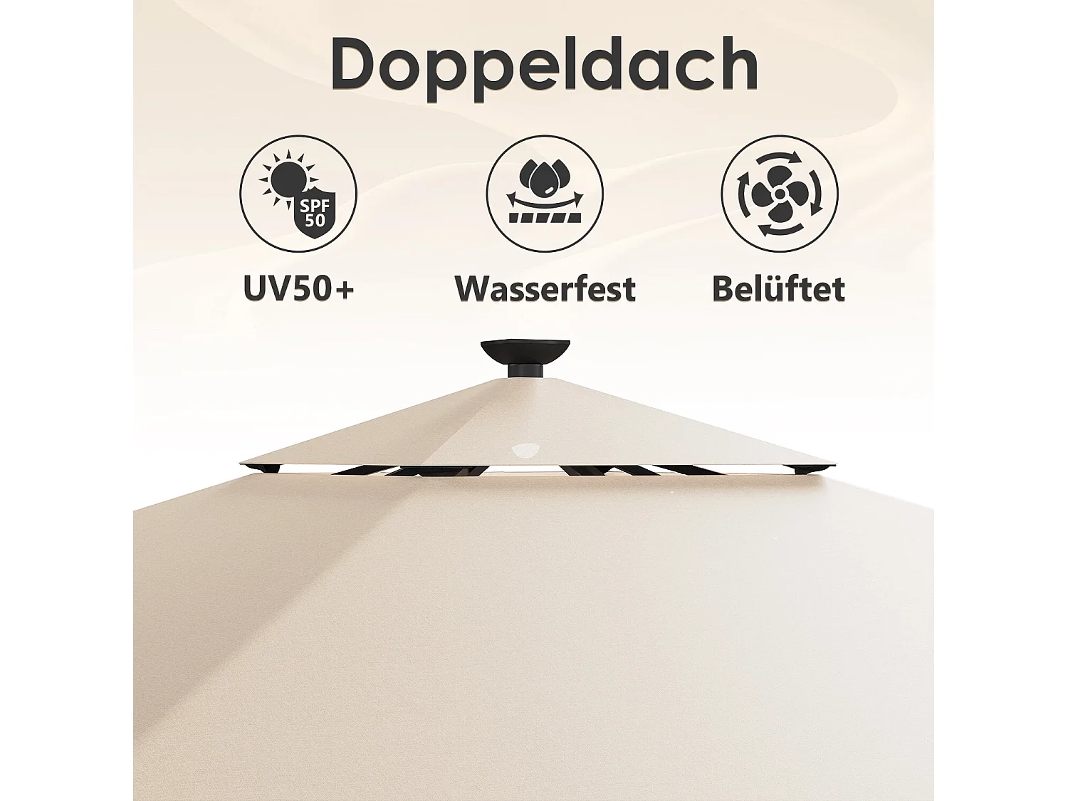 Pavillon imperméable, pavillon de jardin pop-up, parasol avec éclairage LED