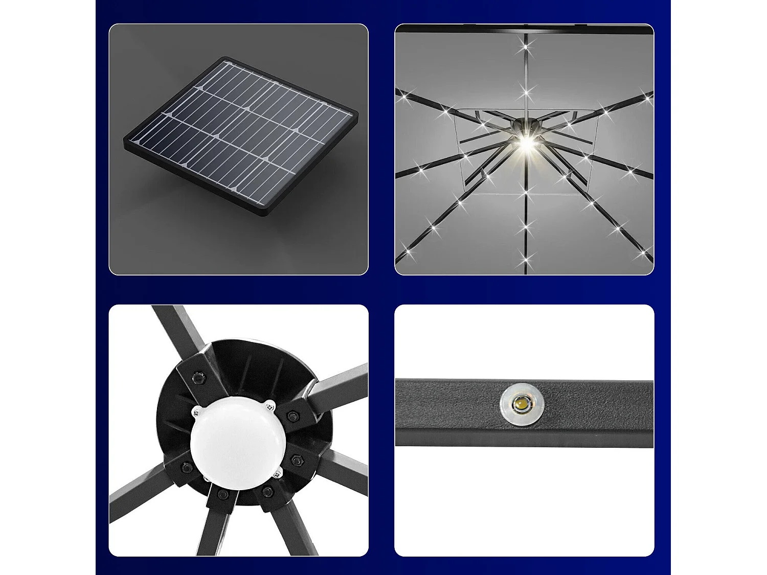 Pavillon imperméable, pavillon de jardin pop-up, parasol avec éclairage LED