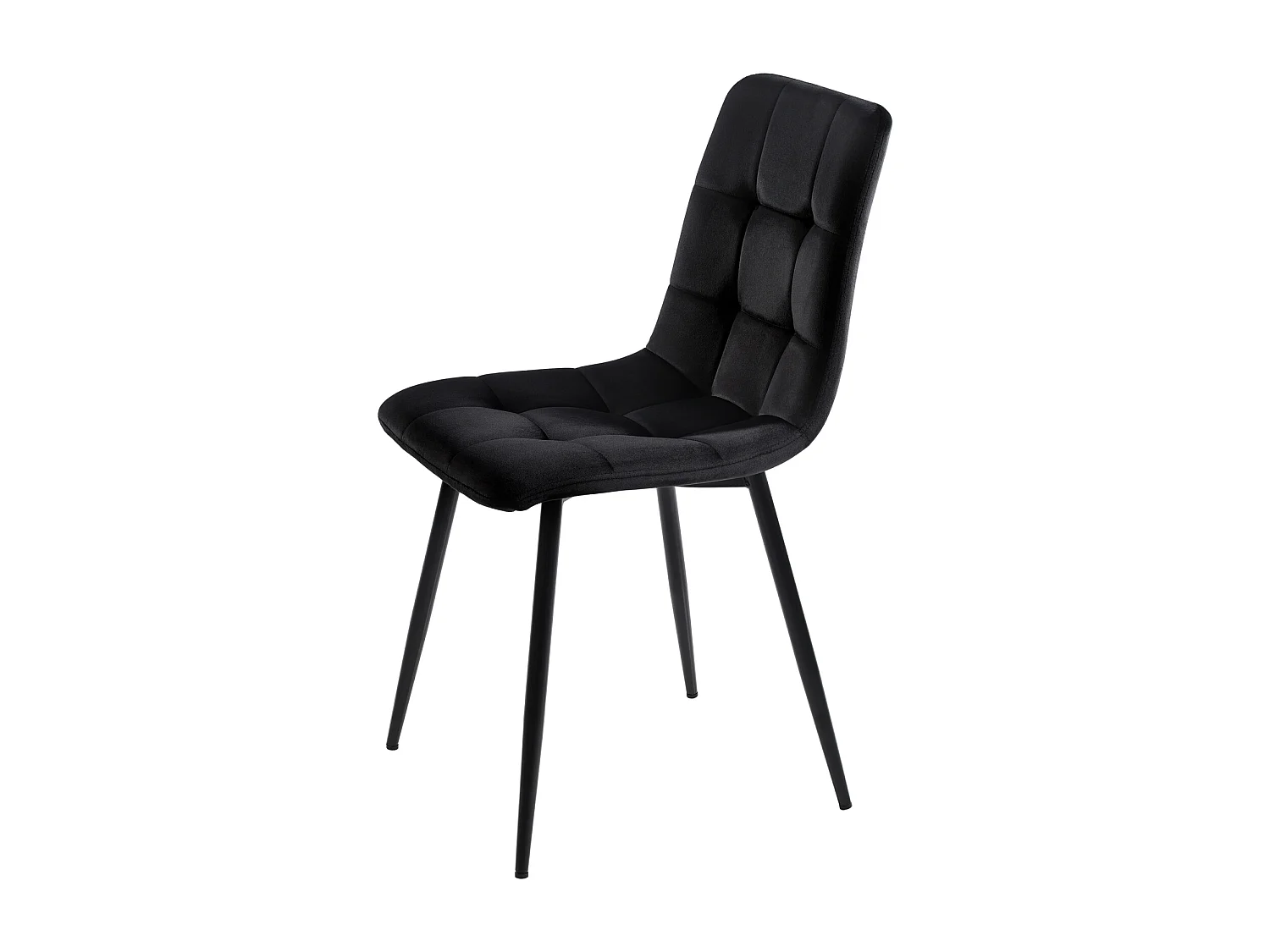 44 x 41 x 86 cm - Chaise à manger avec dossier - Cadre métallique de siège en velours - 4 pièces - noir