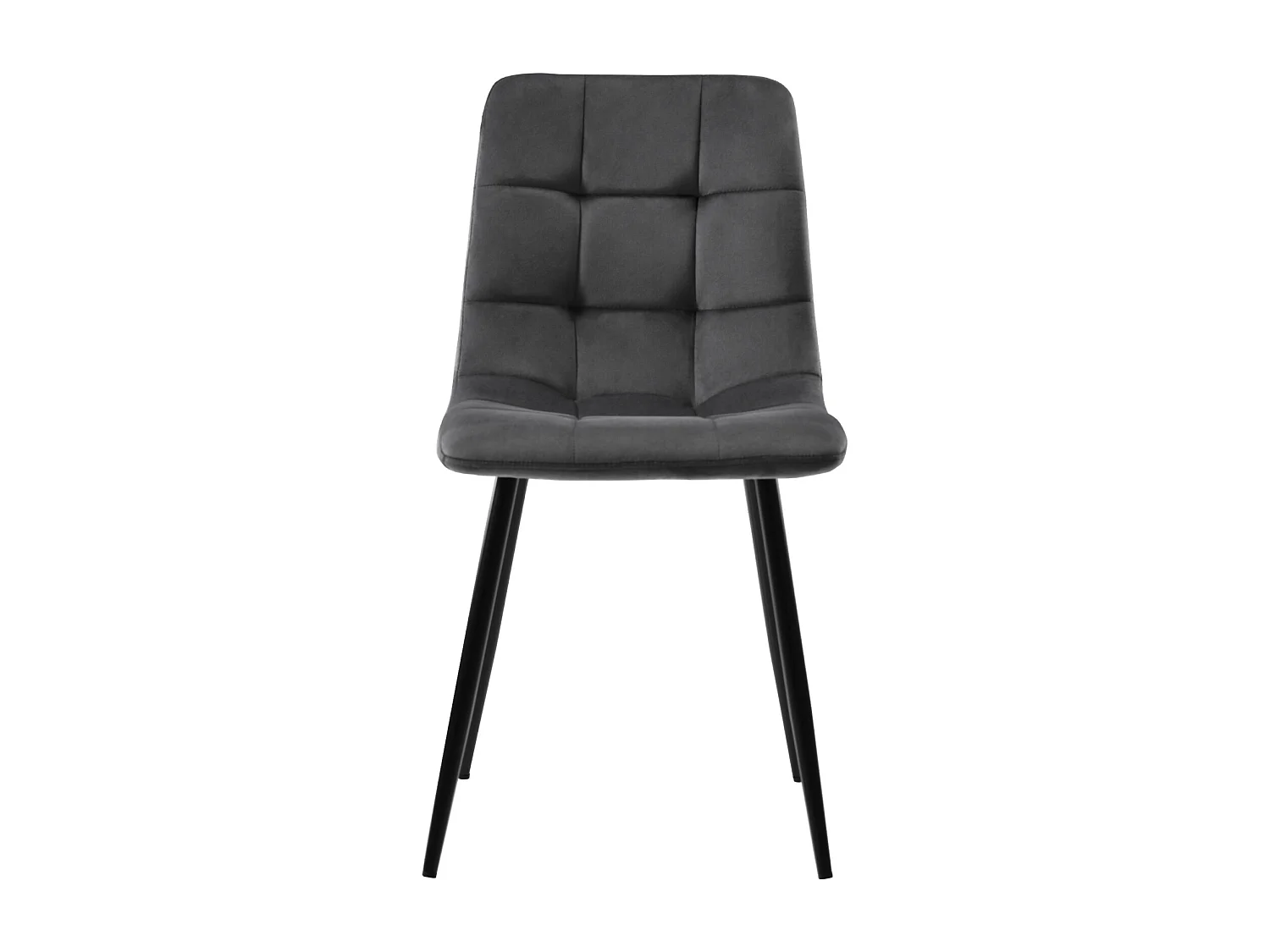 Chaise rembourrée avec dos - 44 x 41 x 86 cm - Cadre métallique de siège en velours - 4 pièces - gris