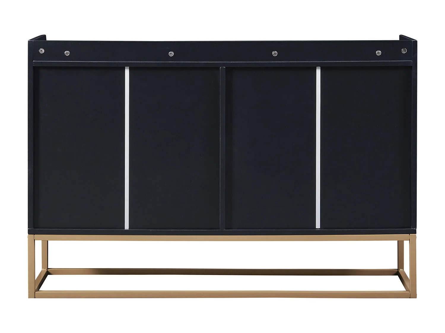 120 × 30 × 80 cm, Cabinet de rangement multifonctionnel - 4 portes Sideboard - sans poignée et base métallique - noir