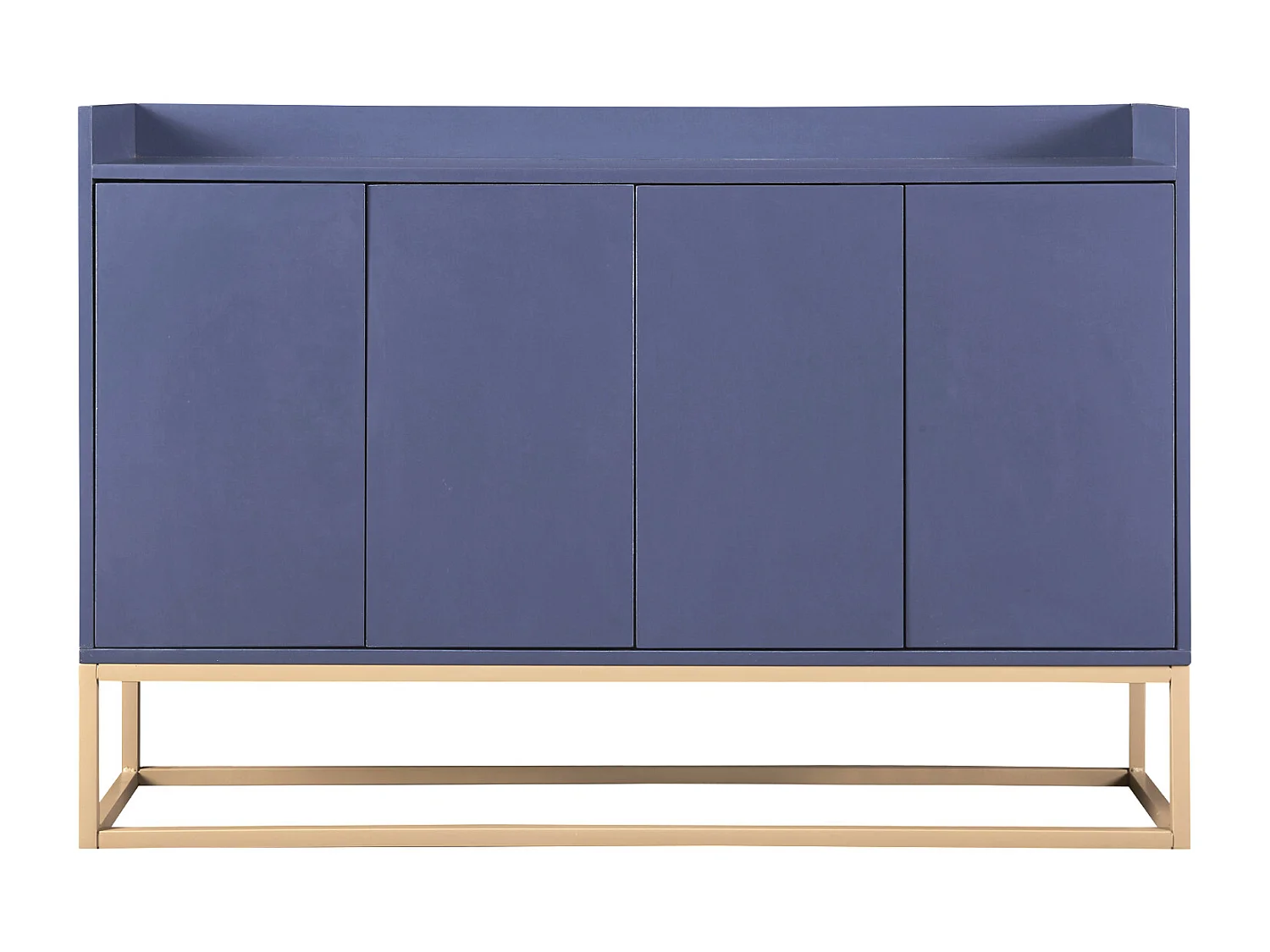 120 × 30 × 80 cm, Cabinet de rangement multifonctionnel - 4 portes Sideboard - sans poignée et base métallique - bleu