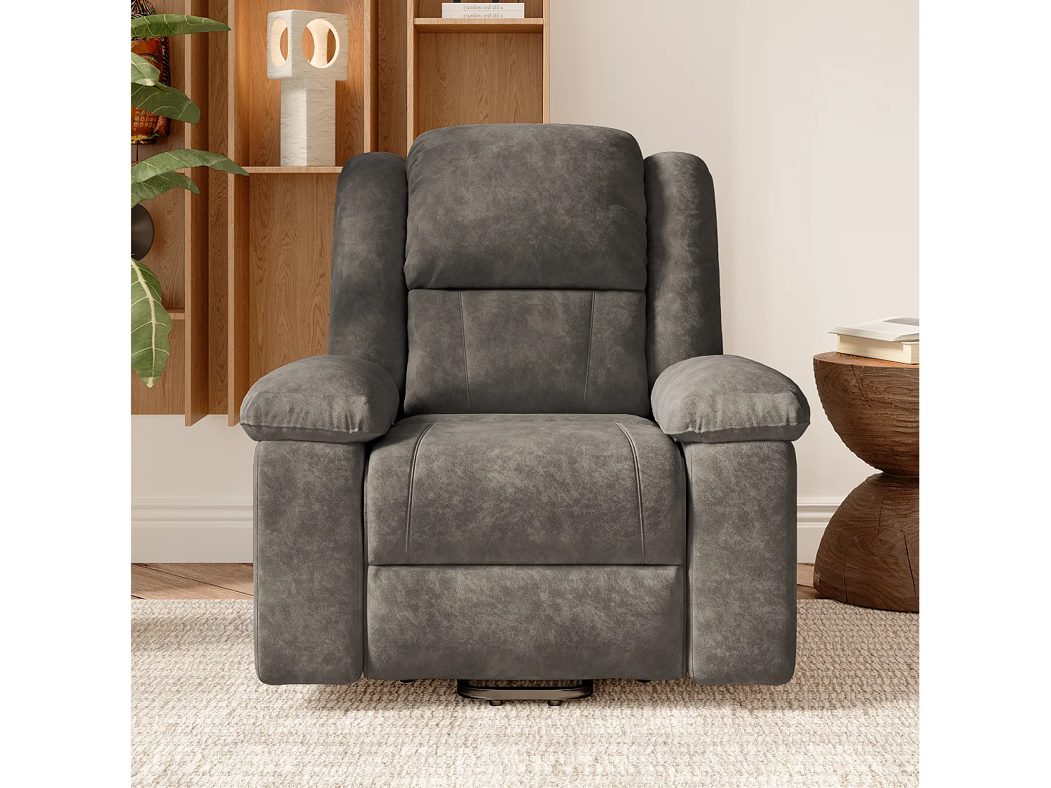 Chaise longue - 93 x 83 x 106 cm - avec fonction de chauffage massage à 8 points - Réglable - Apportepied - gris