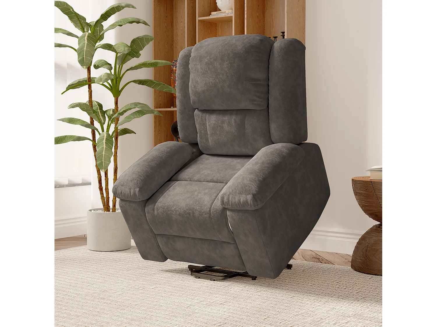 Chaise longue - 93 x 83 x 106 cm - avec fonction de chauffage massage à 8 points - Réglable - Apportepied - gris