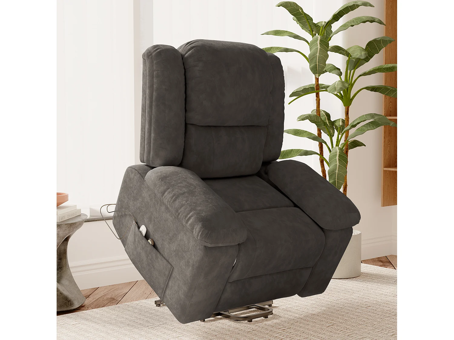 Chaise longue - 93 x 83 x 106 cm - avec fonction de chauffage massage à 8 points - Réglable - Apportepied - gris