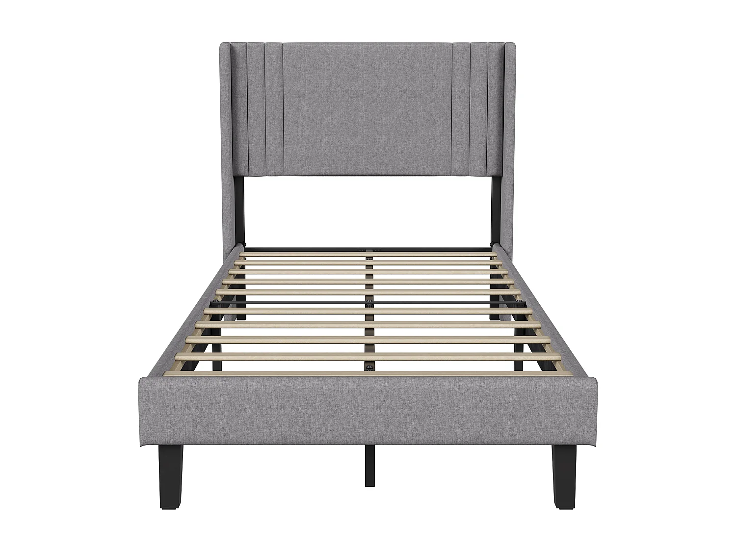 Lit rembourré avec base à lames - 90 x 200 cm - gris - Lin