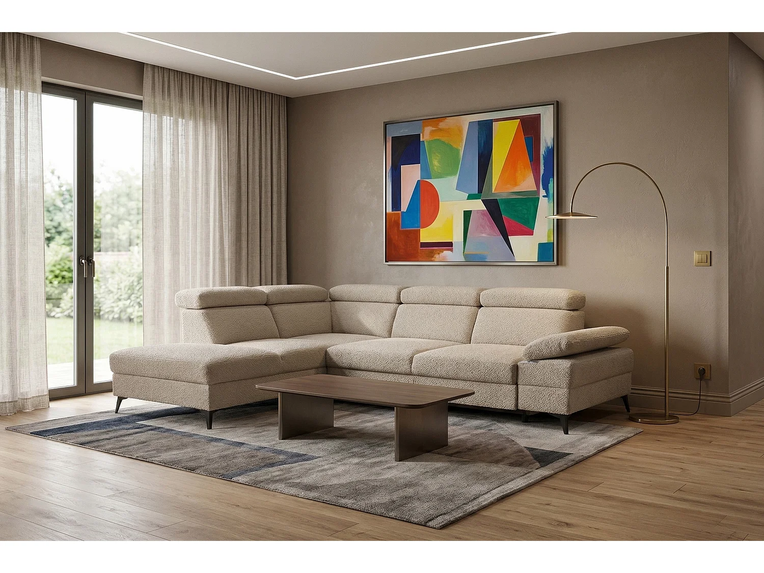 Moderne hoekbank Vigo met RELAX-functie en verstelbare hoofdsteunen – ideaal voor de woonkamer