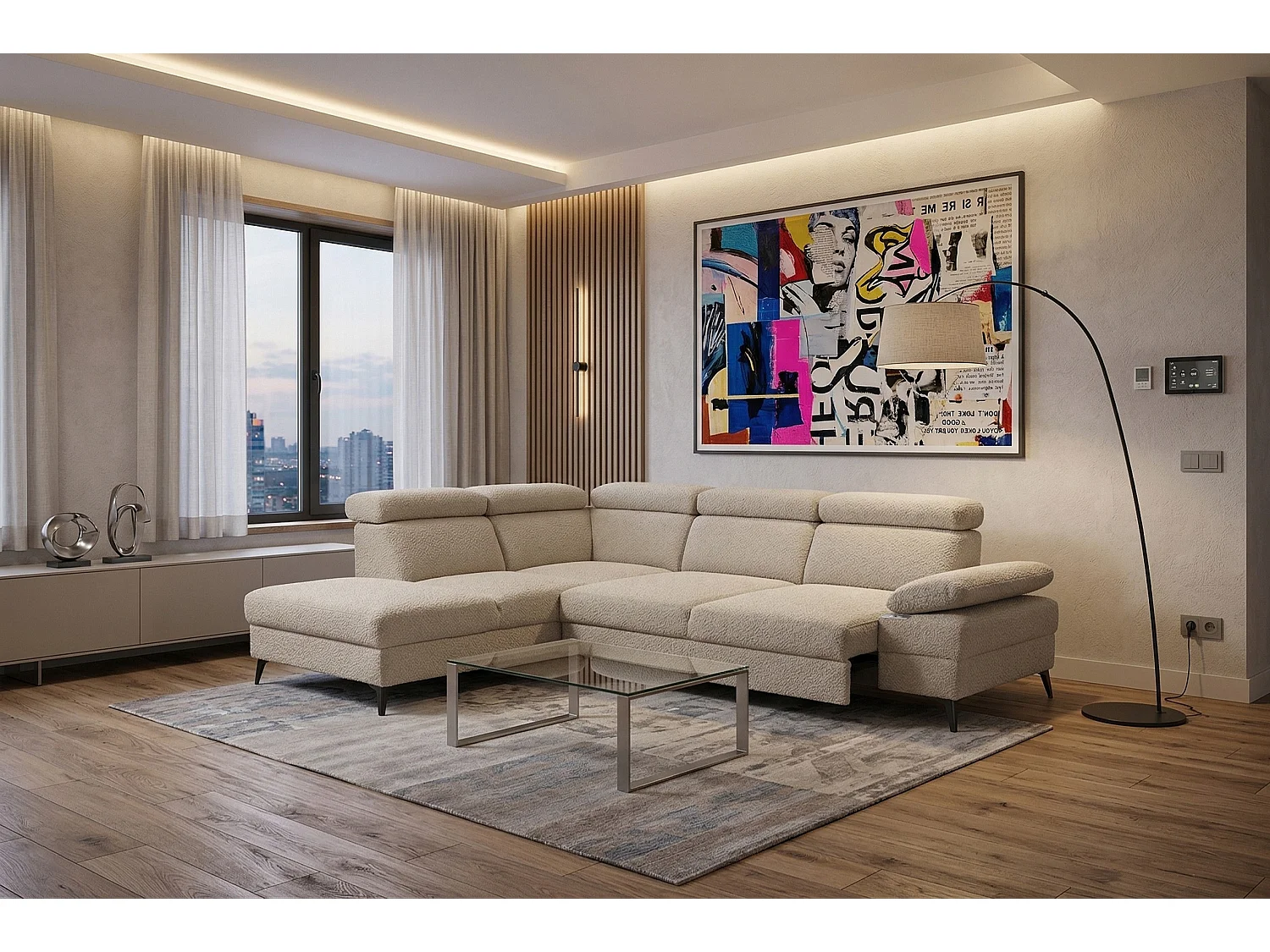 Moderne hoekbank Vigo met RELAX-functie en verstelbare hoofdsteunen – ideaal voor de woonkamer